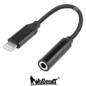 USB LIGHTNING TO 3.5mm JACK ADAPTER BLACK WO SPORT (WO-HD05B)
