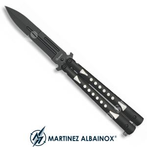 BUTTERFLY KNIFE IN BLACK STEEL 10.1cm ALBAINOX (36237)