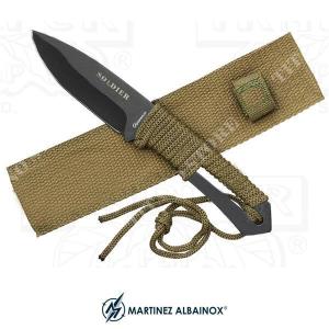 SOLDIER KNIFE BLADE 9.8cm BLACK NYLON CORD HANDLE TAN MARTINEZ ALBAINOX (32254)