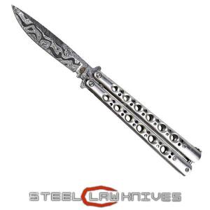 COUTEAU BUTTERFLY SILVER DAMASCUS SCK (CW-171)