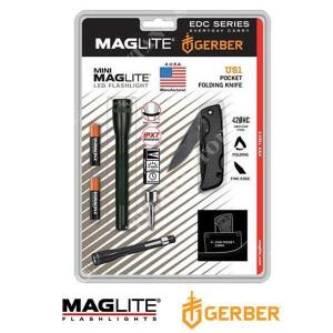 MINI MAG LED FLASH TORCH KIT + US1 MAGLITE GERBER KNIFE (SP32TRK)