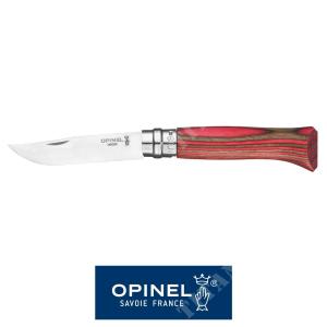 KNIFE N.08 BIRCH HANDLE RED INOX OPINEL (OPN-002390)