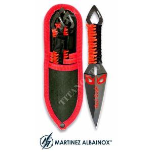 SET 3 BLACK RED THROWING KNIVES WITH CASE MARTINEZ ALBAINOX (32276)