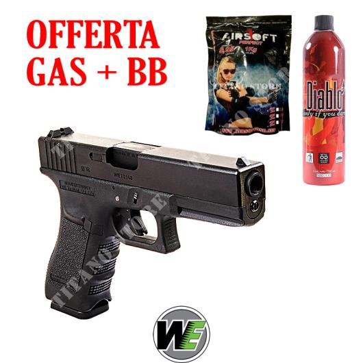 Glock 17 pistole + gas + we shots kit (w057bkit): Blowback gas