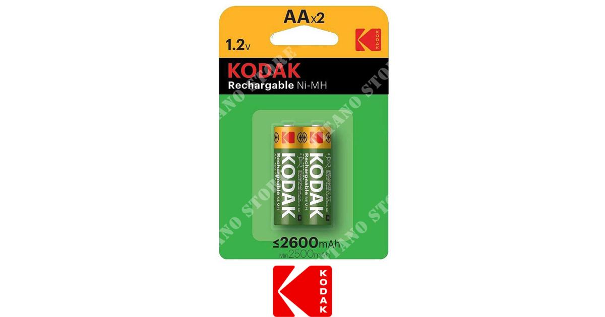 Piles rechargeables KODAK LR6 (AA) NiMH 2600mAh - Blister de 2 piles