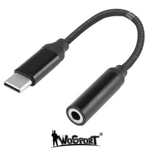 ADAPTADOR USB-C A TOMA DE AUDIO DE 3,5 mm NEGRO WO SPORT (WO-HD04B)