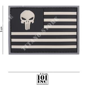 PATCH 3D PVC PUNISHER USA FLAG GREY/BLACK 101 INC (444130-5339)