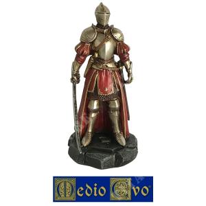 MIDDLE AGES RED KNIGHT WITH SWORD STATUETTE (542/P.01)