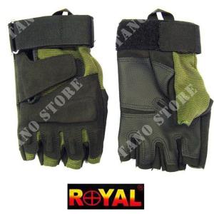 TACTICAL GLOVES IN CORDURA AND GREEN LEATHER WITH HALF FINGERS ROYAL SIZE M (GL36VM)