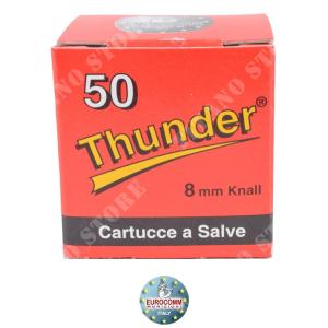 CARTOUCHES THUNDER BLANK CALIBRE 8MM NICKEL 50 PIÈCES - EUROCOMM (CS-RED)