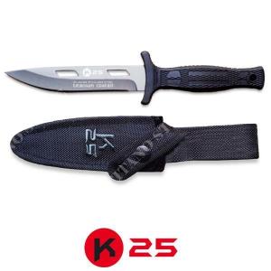 TACTICAL BOOT KNIFE BLACK 12,4cm STEEL TITANIUM COATING K25 (32193)