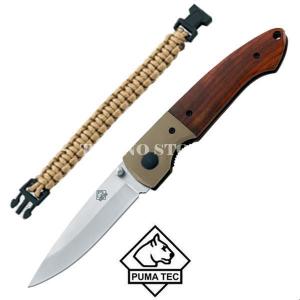 PUMA TEC PAKKAWOOD FOLDING KNIFE WITH PARACORD (335511)