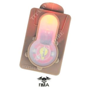 S-LITE CARD BUTTON CLIP TAN/RED STROBE LIGHT FMA (FA-TB981-RED)