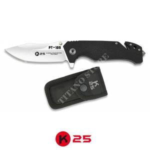 PT-109 RESCUE KNIFE STAINLESS BLADE BLACK G10 HANDLE K25 (18234-A)