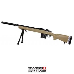 SNIPER SAS 04 TAN SPRING RIFLE WITH BIPOD 6mm SWISS ARMS (280733)