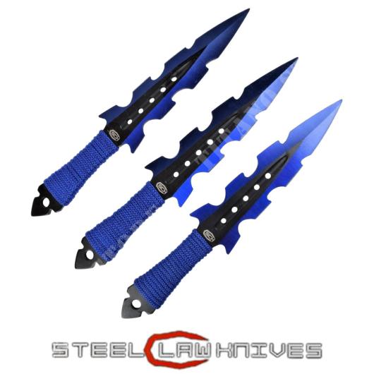 SET 3 LAUNCHING KNIVES RAINBOW BLUE SCK (CW-713)