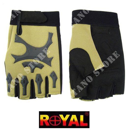 TACTICAL GLOVES IN CORDURA AND RUBBER TAN WITH HALF FINGERS ROYAL TG XL (GL51TXL)