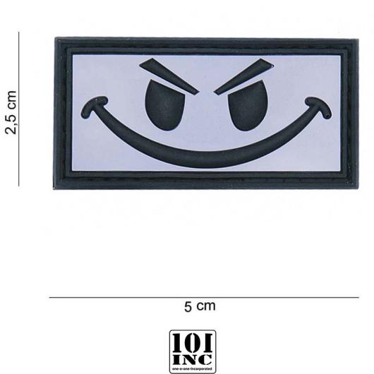 PATCH 3D PVC EVIL SMILEY GRAY 101 INC (444100-3501GY)