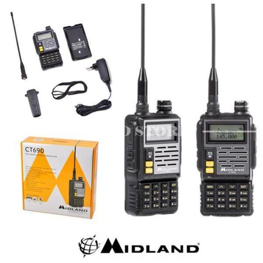 SINGLE TRANSCEIVER CT690 DUAL BAND VHF / UHF BLACK MIDLAND (C1260)