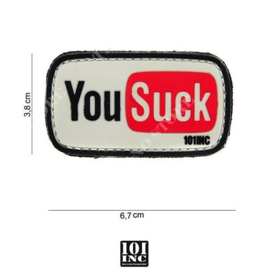PATCH PVC YOU SUCK WHITE AND BLACK 101 INC (444100-3942)