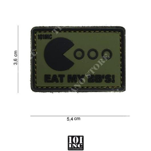 PATCH PVC EAT MY BB&#39;S GREEN AND BLACK 101 INC (444100-3940)