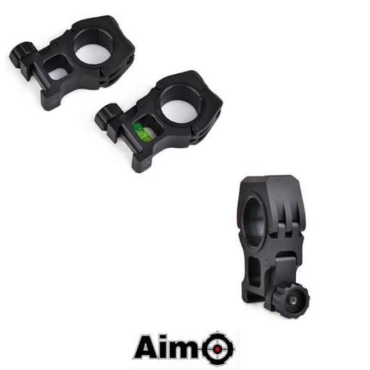 RINGS M10 WITH LEVEL 25 / 30MM BLACK AIMO (AO 9020-BK)