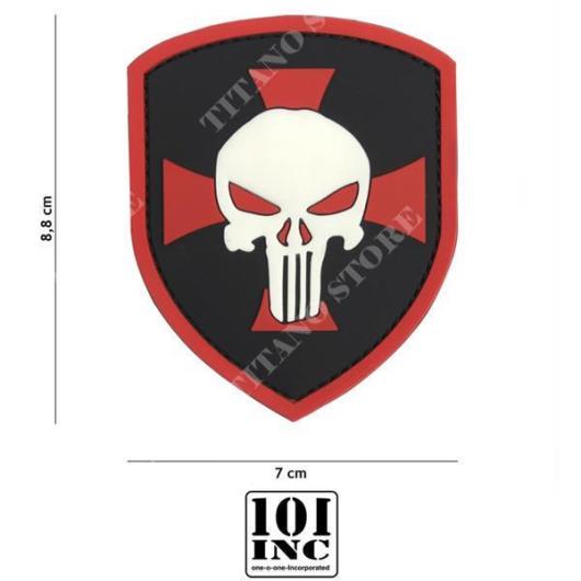 PATCH 3D PVC SHIELD PUNISHER CROSS RED 20004 101 INC (444130-5329)
