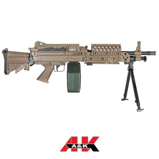 MINIMI MACHINE GUN M249 MK46 TAN ELECTRIC BIPOD MOD 0 A&K (T57029)